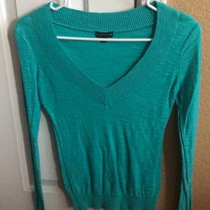 Express V-Neck Teal Sweater